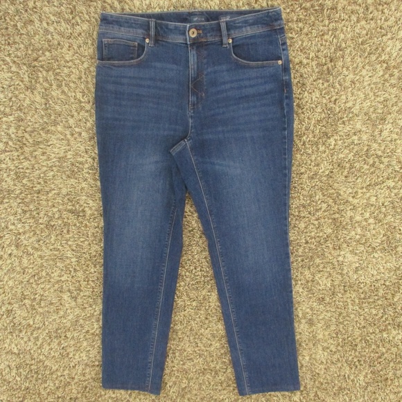 J. Jill Jeans Women's 8 Dark Wash High Rise‎ Straight Leg Stretch Denim - Picture 1 of 8